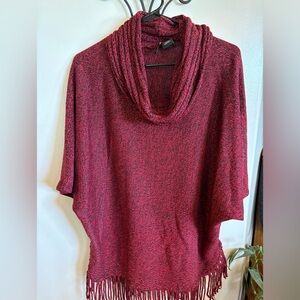 ❤️Large short sleeve sweater w/fringe detail